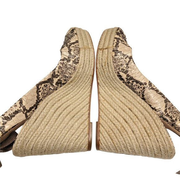 COACH Maritza Snake Skin Peep Toe Slingback Bow Espadrille Wedge - Picture 6 of 9